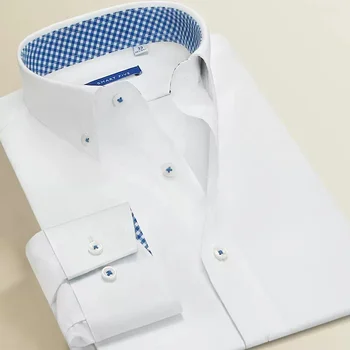 Мужские рубашки Smart Five из 100% хлопка с длинным рукавом Regular Slim Fit Для официальных мужчин 2024, лето, весна, новинка, большой размер 45 46