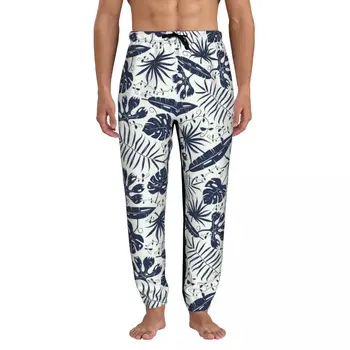 Мужские спортивные штаны для бега трусцой с карманами из листьев тропических растений, спортивные брюки с открытым низом