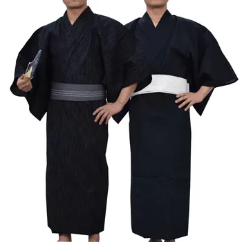 Мужское пижамное кимоно, халат из 100% хлопка, свободная ночная рубашка