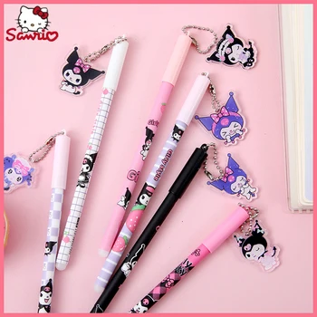 Мультяшная акриловая ручка Sanrio, Нейтральная ручка, Симпатичный черный Kuromi, 0,5 мм, фирменная ручка высокого уровня, Канцелярские подарки для девочек