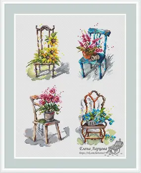 Набор для вышивания крестиком Four Seasons Flower Chair, Хлопчатобумажные нитки, Вышивка крестиком, Набор для вышивания, Сделай сам, 14 карат, 18 карат, 25 карат