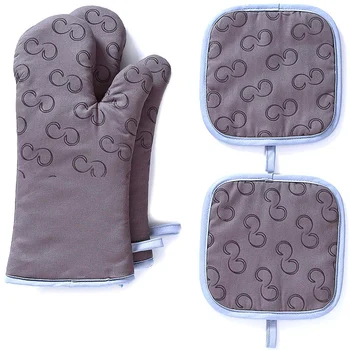 Набор термостойких перчаток для духовки из 4 предметов С нескользящим силиконом и прихватками Для профессиональной защиты рук Во время запекания.