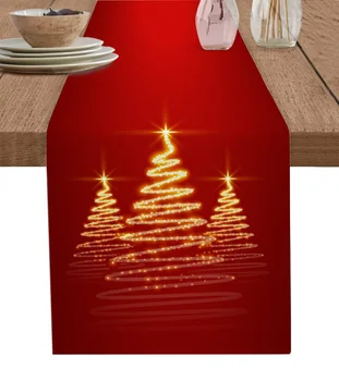 Настольная дорожка для домашнего декора Свадебное Украшение Скатерть для кухонного стола Рождественская елка Красное Золото