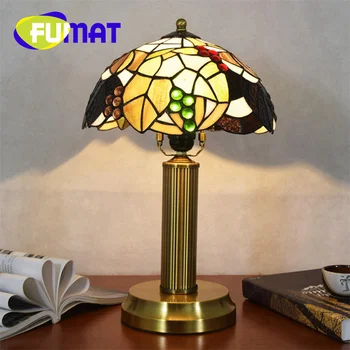 Настольная лампа с витражным стеклом FUMAT Tiffany в стиле ретро в стиле деко, гостиная, рабочий стол, прикроватная тумбочка для спальни, столовая, подарочная лампа для чтения