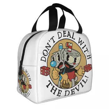 Не связывайтесь с дьяволом The Cuphead Изолированная сумка для ланча Термосумка Контейнер для еды Игровой Аниме-Тоут Ланч-бокс Школьный Дорожный