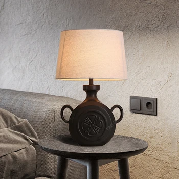 Новая настольная лампа из грубой керамики в китайском стиле, Керамический горшок, Ностальгический Ретро-светильник для гостиной, спальни, Прикроватная лампа, Бесшумная настольная лампа