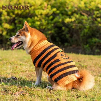 Одежда для собак NONOR на Хэллоуин, забавный свитер с тыквой для маленькой собаки, костюм кошки, теплая куртка для собак, товары для домашних животных на Хэллоуин