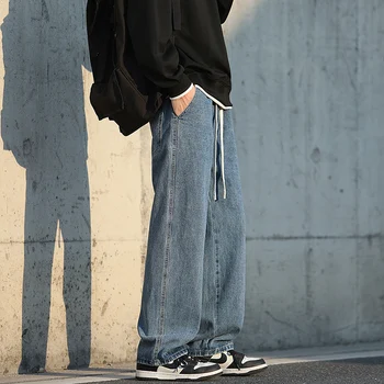 Осенне-зимние новые мужские джинсы High Street с прямым рукавом, модные и красивые джинсы Y2KN, длинные брюки