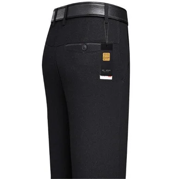 Осень-Зима 2023, Новые мужские брюки с высокой талией, свободные деловые Повседневные костюмные брюки для мужчин, одежда от морщин, костюмные брюки