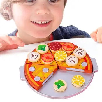 Пиццерия для детей, деревянная Игровая пицца для детей, многофункциональные красочные, яркие, безопасные игрушки для ролевых игр для детского сада