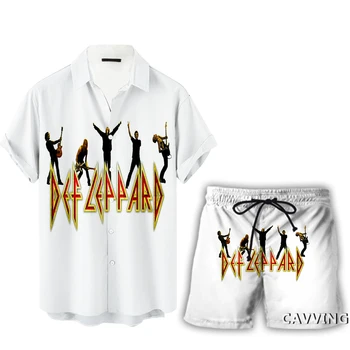 Повседневные гавайские рубашки с 3D принтом Rock Band + шорты Пляжные шорты, костюм, женские/ Мужские комплекты, костюм, одежда K1