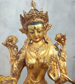 Подлинная старая тибетская Статуя Будды Бодхисаттвы Тары авалокитешвары ручной работы 8 дюймов
