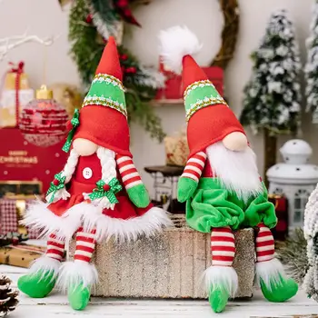 Причудливый домашний декор Гном Причудливый Рождественский гном Праздничное украшение дома в стиле Пэчворк Большой нос Длинные ноги Новый Год