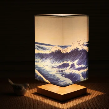 Простая настольная лампа японского типа из массива дерева, Креативная Ночная лампа для спальни, Украшение Чайного домика, Теплый свет, Ностальгическая Маленькая настольная лампа