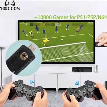 Ретро 4K TV Game Stick Игровые консоли с двойной системой 20000 Игр для PSP/PS1/ SNES Mini TV Box Для Android Поддержка Netflix YT