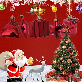 Рождественская елка, подвесная подвеска, пластиковые рождественские ботинки с пятиконечной звездой, Рождественская подарочная коробка, подвеска, 6 шт. Рождественское украшение