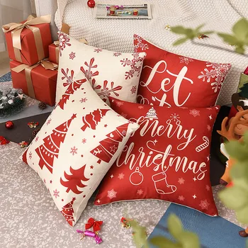 Рождественская наволочка для рождественского украшения, набор из 4 предметов с изображением оленей и рождественской елки, наволочка для диванной подушки