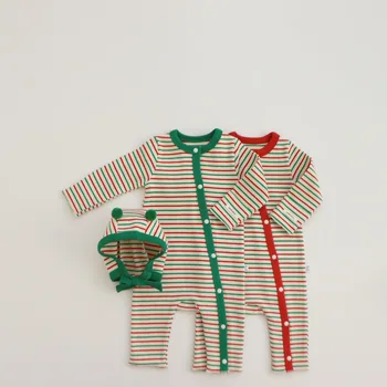 Рождественская одежда MILANCEL, полосатый комбинезон, комбинезоны для новорожденных мальчиков