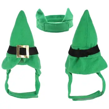 Рождественская шляпа для собаки, галстук-бабочка, Забавный головной убор для домашних животных, Зеленая шляпа с острым концом, аксессуары для костюма для домашних животных, Зеленый цилиндр для маленьких кошек
