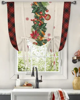 Рождественские гирлянды в виде снежинок, шар из сосны, занавеска на окно для гостиной, домашний декор, жалюзи, шторы для кухни, короткие занавески на завязках