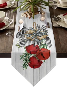 Рождественские колокольчики из сосновых иголок, настольная дорожка из дерева, Рождественская вечеринка, обеденная настольная дорожка, Салфетка для домашнего кухонного стола