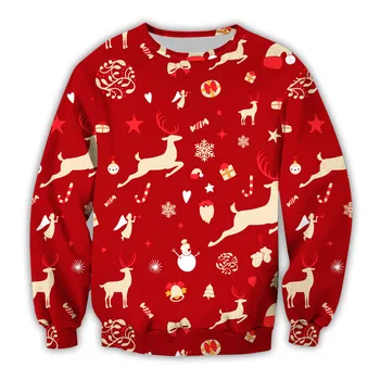Рождественский праздничный свитер, свободный пуловер, жаккард лося, уродливая мужская одежда  