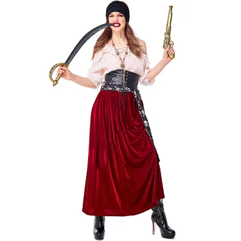 Роскошные женские костюмы пиратов Карибского моря, женский костюм капитана пиратов для косплея на Хэллоуин, маскарадный костюм Fantasia