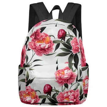 Рюкзак для рисования чернилами с цветком пиона, школьные сумки для подростков, ноутбук, изготовленный на заказ рюкзак для мужчин, Женская дорожная сумка