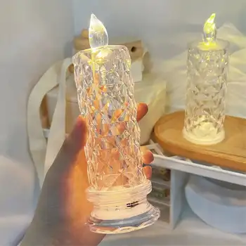 Светодиодная настольная лампа с кристаллами, проекционный светильник в виде розы, Романтический бриллиантовый атмосферный ночник для рождественской вечеринки в спальне