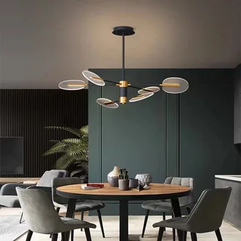 Скандинавская железная светодиодная люстра, креативный подвесной светильник для столовой, декор интерьера, вращающийся подвесной светильник для гостиной, спальни, бара