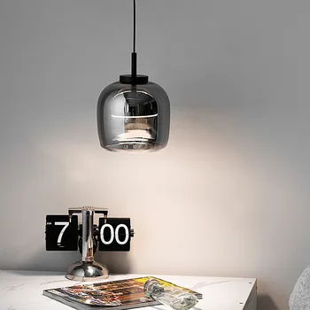 Скандинавские светодиодные люстры, обеденный стол дымчато-серое стекло лампа минималистский современный домашний декор спальня прикроватные гостиная люстра