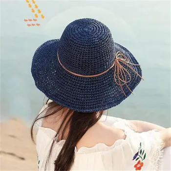 Складная шляпа из рафии, женская летняя пляжная шляпа с широкими полями для путешествий на Юг, пляжная шляпа от солнца