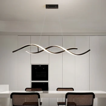 Современный подвесной светильник со светодиодной подсветкой в простом стиле для столовой, кухни, бара, гостиной, спальни, люстры с изогнутым дизайном, подвесные светильники