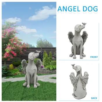 Статуэтка мультяшного Ангела-Собаки из смолы, Садовая скульптура ручной работы