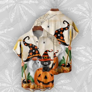 Счастливого Хэллоуина, мужские рубашки, женская уличная одежда для вечеринок, высококачественная гавайская праздничная одежда большого размера, рубашка на пуговицах