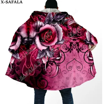 Темно-розовая Бабочка, модный 3D принт, плащ мечты, Толстое теплое мужское пальто с капюшоном, Ветрозащитная Флисовая накидка, Халат, одеяло-5