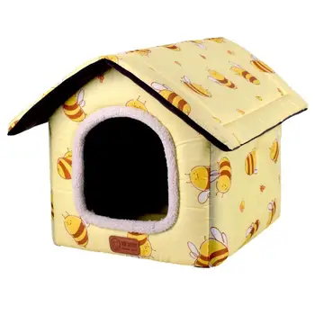 Теплый кошачий домик на зиму, плюшевый питомник для домашних животных, палатка, укрытие, Утолщенное Нескользящее складное спальное гнездо, кровать для гаража, балкона, сарая, дома