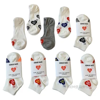 Тонкие хлопчатобумажные носки-лодочки с рисунком Любви, сделанные человеком, мужские И женские Красочные короткие носки, Невидимые Носки
