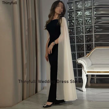 Тонкое Элегантное платье для выпускного вечера в стиле Русалки с длинными рукавами из Саудовской Аравии, вечерние платья для вечеринок 2023, Дубай, черно-белое платье для официальных мероприятий
