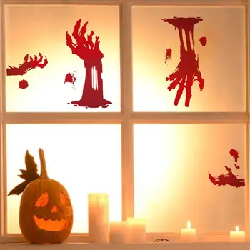 Устойчивая к Выцветанию Автомобильная Наклейка Spooky Halloween Window Автомобильные Наклейки Уникальный Дизайн Отпечатка Руки для Вечеринки в помещении на Открытом воздухе