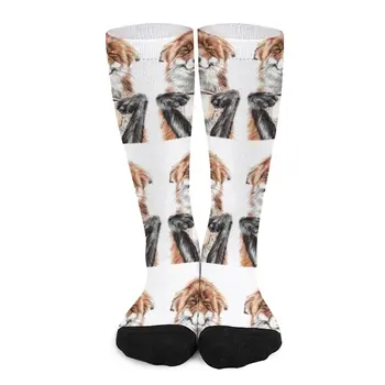 Утренняя лиса - милые кофейные носки с животными, мужские теннисные носки, Женские хлопчатобумажные носки, мужские