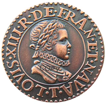 Франция 1611 Денье Турнуа - Людовик XIII, Копировальные монеты из 100% меди