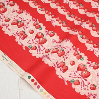 Хлопчатобумажная ткань Оксфорд, импортированная из Японии, одностороннее расположение в стиле ретро, ткань с принтом клубники, одежда для сумок ручной работы