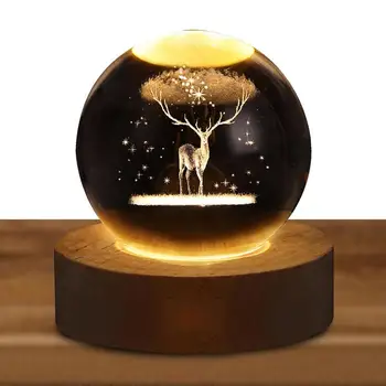 Хрустальный шар с 3D гравировкой Светодиодный ночник Настольная лампа Декор Для Дома Детская Комната Вечеринка День Рождения Рождественские Подарки