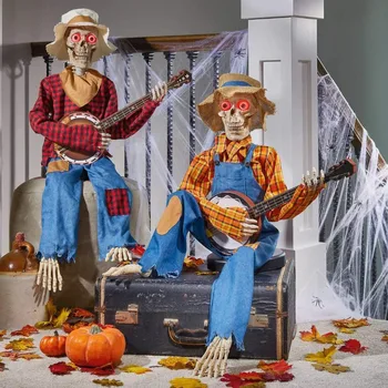 Хэллоуин, Анимированные скелеты Банджо, украшение из скелета с подсветкой, украшение для Хэллоуина