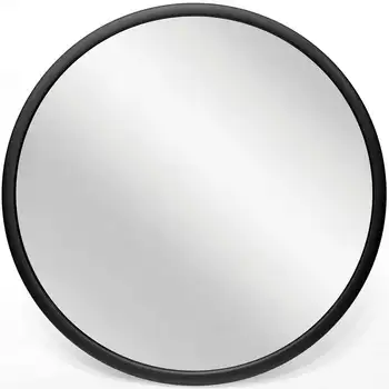 Черное круглое современное 22-дюймовое настенное зеркало
