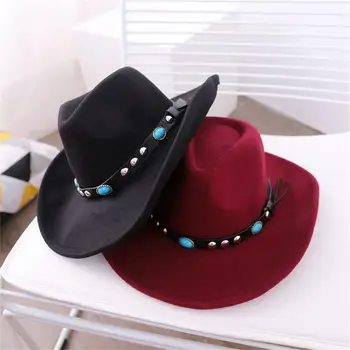 Шерстяная мужская шляпа в ковбойском стиле, женская зимняя модная фетровая шляпа, однотонная повседневная джазовая кепка с широкими полями, гангстерская кепка, мужская фетровая шляпа